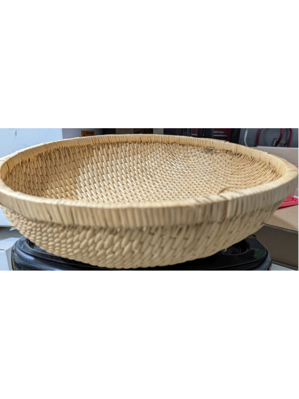 Unbranded Woven Decorative Basket One Size Beige 18 inch diameter 4.5 height to